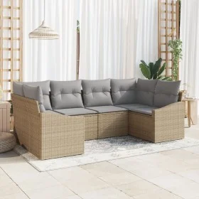 Juego de Sofá de Jardín de 6 Piezas con Cojines Ratán Poli Beige by , Outdoor sofas - Ref: Foro24-3346860, Price: 397,16 €, D...