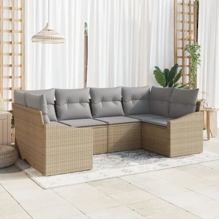 Juego de Sofá de Jardín de 6 Piezas con Cojines Ratán Poli Beige by , Outdoor sofas - Ref: Foro24-3346860, Price: 397,16 €, D...
