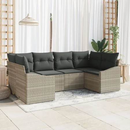 Juego de Sofás de Jardín de 6 Piezas con Cojines Gris Claro Ratán Sintético | Foro24.es | Tu tienda online para hogar, jardín y más Foro24.es