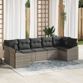 Set de sofá de jardín de 7 piezas con cojines