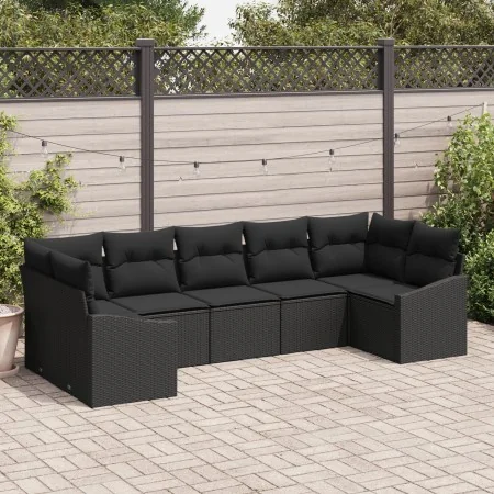 Juego de Sofá de Jardín de 7 Piezas con Cojines Negro Poliratán by , Outdoor sofas - Ref: Foro24-3346873, Price: 495,46 €, Di...