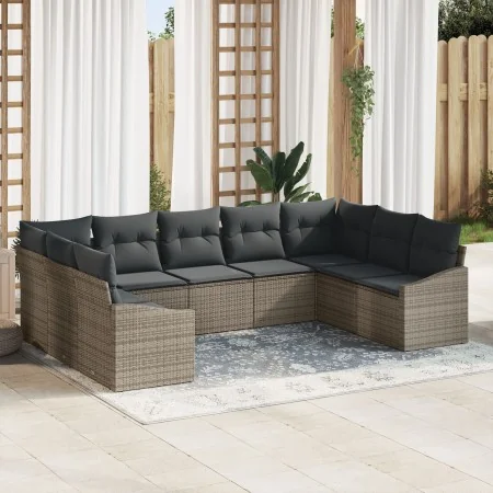 Juego de Sofá de Jardín de 9 Piezas con Cojines Gris Ratán | Foro24.es | Tu tienda online para hogar, jardín y más Foro24.es