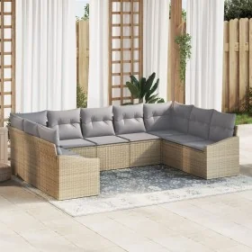 Set de Sofás de Jardín de 9 Piezas con Cojines Beige Ratán Poliéster by , Outdoor sofas - Ref: Foro24-3346880, Price: 559,09 ...