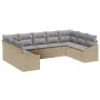 Set de Sofás de Jardín de 9 Piezas con Cojines Beige Ratán Poliéster de , Sofás de exterior - Ref: Foro24-3346880, Precio: 55...