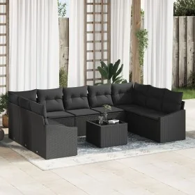 Set de Sofá de Jardín de 10 piezas con cojines en color beige de ratán poliéster by , Outdoor sofas - Ref: Foro24-3346893, Pr...