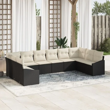 Conjunto de sofá de jardín de 10 piezas con cojines de ratán sintético negro | Foro24.es | Tu tienda online para hogar, jardín y más Foro24.es