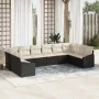 Conjunto de sofá de jardín de 10 piezas con cojines de ratán sintético negro | Foro24.es | Tu tienda online para hogar, jardín y más Foro24.es