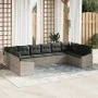 Conjunto de Sofá de Jardín de 10 Piezas con Almohadas Gris Claro Poliratán | Foro24.es | Tu tienda online para hogar, jardín y más Foro24.es