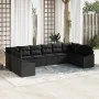Juego de Sofá de Jardín de 10 Piezas con Cojines Ratán Poli Negro | Foro24.es | Tu tienda online para hogar, jardín y más Foro24.es