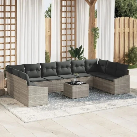 Conjunto de Sofá de Jardín de 11 Piezas con Cojines Gris Poliratán | Foro24.es | Tu tienda online para hogar, jardín y más Foro24.es