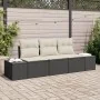 Juego de Sofás de Jardín de 3 Piezas con Cojines Ratán Poliéster Negro by , Outdoor sofas - Ref: Foro24-3346917, Price: 230,5...