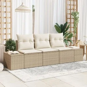 Juego de Sofá de Jardín de 3 Piezas con Cojines Beige Ratán Poliéster by , Outdoor sofas - Ref: Foro24-3346921, Price: 246,56...