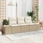 Juego de Sofá de Jardín de 3 Piezas con Cojines Beige Ratán Poliéster by , Outdoor sofas - Ref: Foro24-3346921, Price: 246,56...