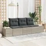 Juego de Sofás de Jardín de 3 Piezas con Cojines Gris Claro Poliratán by , Outdoor sofas - Ref: Foro24-3346922, Price: 248,09...