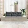 Juego de Sofás de Jardín de 3 Piezas con Cojines Gris Claro Poliratán by , Outdoor sofas - Ref: Foro24-3346922, Price: 248,09...
