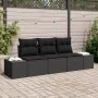 Juego de Sofá de Jardín de 3 Piezas con Cojines Negros de Poliratán by , Outdoor sofas - Ref: Foro24-3346923, Price: 234,50 €...