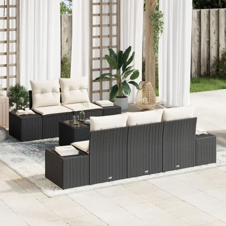 Juego de Sofá de Jardín de 6 Piezas con Cojines Negro Poliratán by , Outdoor sofas - Ref: Foro24-3346937, Price: 458,46 €, Di...