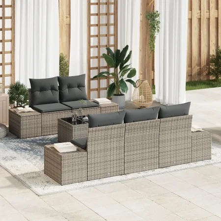 Juego de Sofás de Jardín de 6 Piezas con Cojines Gris Poliratán by , Outdoor sofas - Ref: Foro24-3346939, Price: 463,81 €, Di...