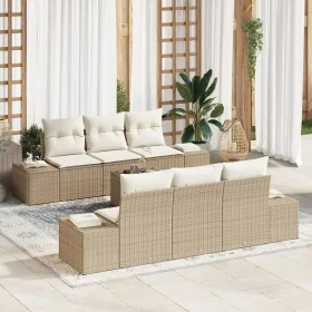 Juego de Sofá de Jardín de 7 Piezas con Cojines Beige Poliratán de , Sofás de exterior - Ref: Foro24-3346951, Precio: 540,77 ...