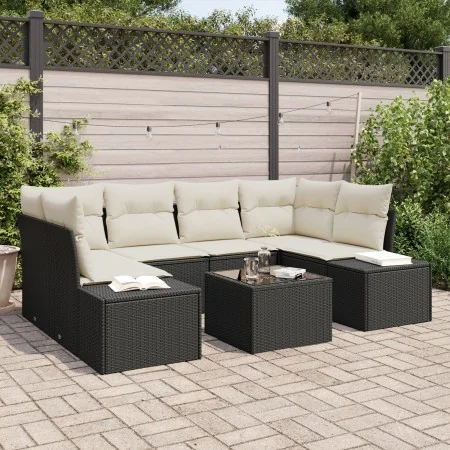 Conjunto de Sofás de Jardín de 7 Piezas con Cojines Negro Poliratán by , Outdoor sofas - Ref: Foro24-3346957, Price: 468,19 €...