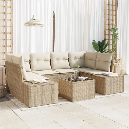 Conjunto de Sofás de Jardín de 7 Piezas con Cojines Beige Poliratán by , Outdoor sofas - Ref: Foro24-3346961, Price: 510,03 €...