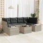 Sofá de Jardín de 7 Piezas con Cojines Gris Claro Ratán Sintético de , Sofás de exterior - Ref: Foro24-3346962, Precio: 512,8...