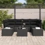 Conjunto de Sofás de Jardín de 7 Piezas con Cojines Negros de Ratán Poliéster by , Outdoor sofas - Ref: Foro24-3346963, Price...