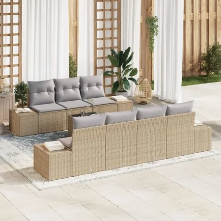 Juego de Sofás de Jardín de 8 Piezas con Cojines Beige Poliratán | Foro24.es | Tu tienda online para hogar, jardín y más Foro24.es
