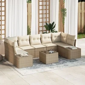 Conjunto de Sofás de Jardín de 8 Piezas con Cojines Beige Ratán Poliéster by , Outdoor sofas - Ref: Foro24-3346981, Price: 58...