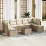 Conjunto de Sofás de Jardín de 8 Piezas con Cojines Beige Ratán Poliéster von , Outdoor-Sofas - Ref: Foro24-3346981, Preis: 5...