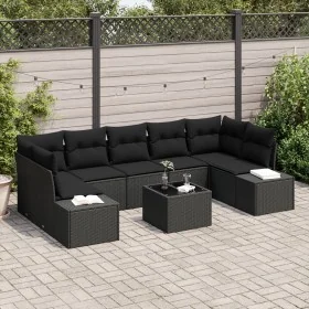Juego de Sofá de Jardín de 8 Piezas con Cojines Ratán Negro by , Outdoor sofas - Ref: Foro24-3346983, Price: 574,56 €, Discou...