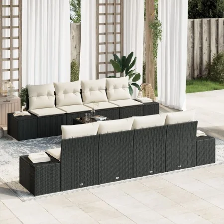 Juego de Sofás de Jardín de 9 Piezas con Cojines Negro Poliratán by , Outdoor sofas - Ref: Foro24-3346987, Price: 608,67 €, D...