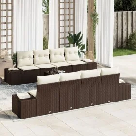 Set de Sofá de Jardín de 9 Piezas con Cojines de