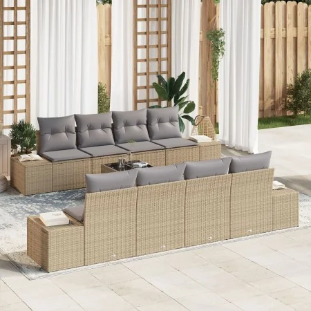 Conjunto de Sofás de Jardín de 9 Piezas con Cojines Beige Ratán Sintético | Foro24.es | Tu tienda online para hogar, jardín y más Foro24.es