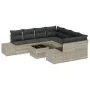 Juego de Sofás de Jardín de 9 Piezas con Cojines Gris Claro Ratán Poliéster by , Outdoor sofas - Ref: Foro24-3347002, Price: ...