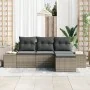Conjunto de Sofá de Jardín de 4 Piezas con Cojines Gris Poliratán by , Outdoor sofas - Ref: Foro24-3347009, Price: 275,80 €, ...