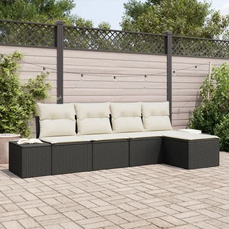 Juego de Sofá de Jardín de 5 Piezas con Cojines Ratán Polietileno Negro by , Outdoor sofas - Ref: Foro24-3347017, Price: 321,...
