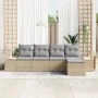 Conjunto de Sofá de Jardín de 5 Piezas con Cojines Beige de Polirratán | Foro24.es | Tu tienda online para hogar, jardín y más Foro24.es