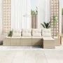 Juego de Sofá de Jardín de 5 Piezas con Cojines Beige Poliratán by , Outdoor sofas - Ref: Foro24-3347021, Price: 352,45 €, Di...