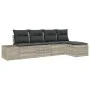Juego de Sofá de Jardín de 5 Piezas con Cojines Gris Claro Ratán Poliéster by , Outdoor sofas - Ref: Foro24-3347022, Price: 3...