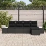 Juego de sofá de jardín de 5 piezas con cojines negros de ratán resistente by , Outdoor sofas - Ref: Foro24-3347023, Price: 3...