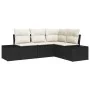 Conjunto de Sofá de Jardín de 4 Piezas con Cojines Negro Ratán de Poliéster by , Outdoor sofas - Ref: Foro24-3347037, Price: ...
