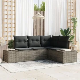 Juego de Sofá de Jardín de 4 Piezas con Cojines Gris Poliratán by , Outdoor sofas - Ref: Foro24-3347039, Price: 303,73 €, Dis...