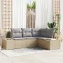 Juego de Sofá de Jardín de 4 Piezas con Cojines Beige Ratán | Foro24.es | Tu tienda online para hogar, jardín y más Foro24.es