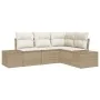 Conjunto de Sofá de Jardín de 4 Piezas con Cojines Beige Poliratán von , Outdoor-Sofas - Ref: Foro24-3347041, Preis: 340,18 €...