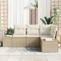 Conjunto de Sofá de Jardín de 4 Piezas con Cojines Beige Poliratán von , Outdoor-Sofas - Ref: Foro24-3347041, Preis: 340,18 €...