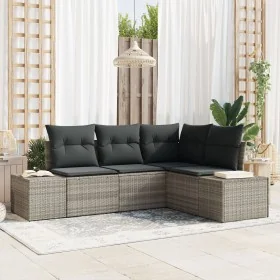 Set de Sofá de Jardín de 4 Piezas con Cojines Gris Claro Poliratán by , Outdoor sofas - Ref: Foro24-3347042, Price: 333,17 €,...