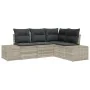 Set de Sofá de Jardín de 4 Piezas con Cojines Gris Claro Poliratán von , Outdoor-Sofas - Ref: Foro24-3347042, Preis: 333,17 €...