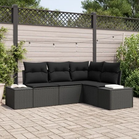 Juego de Sofá de Jardín de 4 Piezas con Cojines de Poliratán Negro von , Outdoor-Sofas - Ref: Foro24-3347043, Preis: 317,08 €...