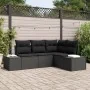 Juego de Sofá de Jardín de 4 Piezas con Cojines de Poliratán Negro von , Outdoor-Sofas - Ref: Foro24-3347043, Preis: 317,08 €...